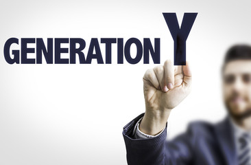 Business man pointing the text: Generation Y