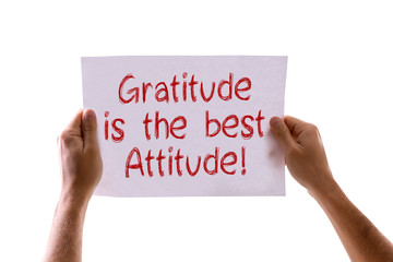 Gratitude is the Best Attitude card isolated on white