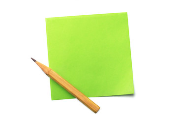 Sticky note and pencil