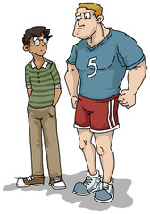 two boys one muscular other skinny