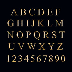 Gold alphabet with numbers © syhin_stas