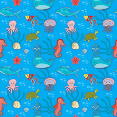 underwater world of seamless pattern