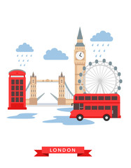 London flat background vector