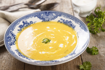 Carrot soup with coconut milk