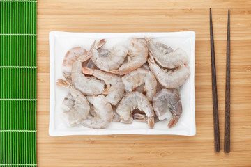 Raw uncooked shrimps