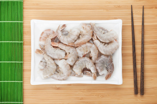 Raw uncooked shrimps