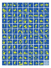 A Set of Yellow and Blue Sport Icons