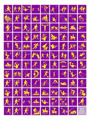 A Set of Yellow and Purple Sport Icons