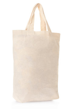 Fabric canvas bag on white, clipping path