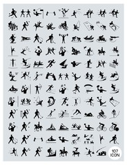 A Set of Black and Gray Sport Icons