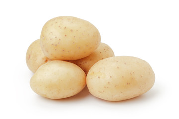 heap of baby potatoes isolated on white