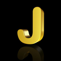 Gold letter J in 3D