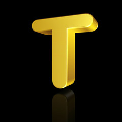 Gold letter T in 3D