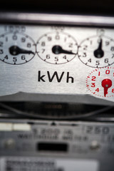 Electric meter and dials close-up