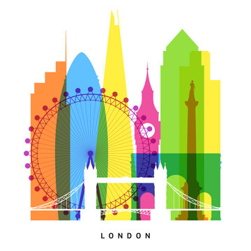 London landmarks bright collage