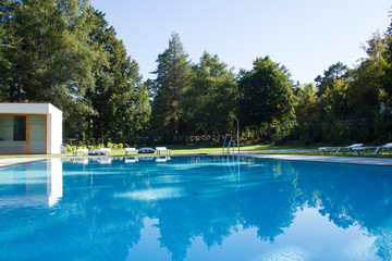 swimming pool area in pedras salgadas, portugal