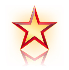 red five corner star with gold in the middle