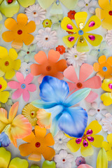 Abstract bright vibrant colorful flower background sculpture