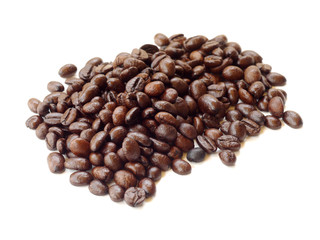 Brown coffee beans isolated on white background