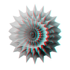 Naklejka premium Anaglyph, 3D fractal, isolated on white for red/cyan 3D glasses.