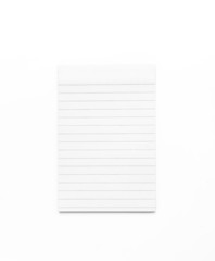 Blank note paper with lines on white background