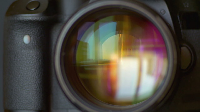 The camera panoramic shot process, close up macro view