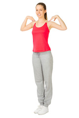 Sporty girl doing gymnastic exercises