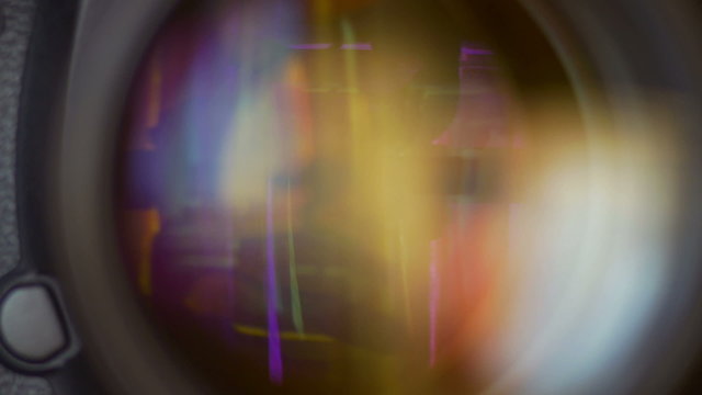 The camera lens panoramic motion, close up macro view