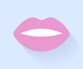 Pink lady's lips icon. Beauty symbol.
