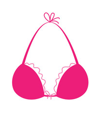 Pink bra icon - simle style drawing.