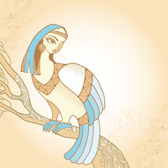 Mythological Bird sitting on the branch