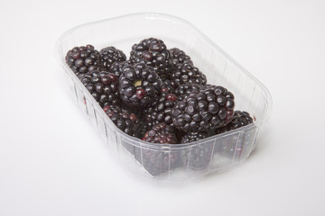 Blackberries in tray