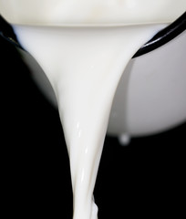 milk on a black background