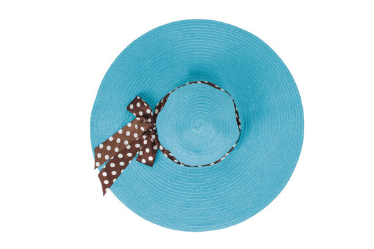 blue hat with a ribbon