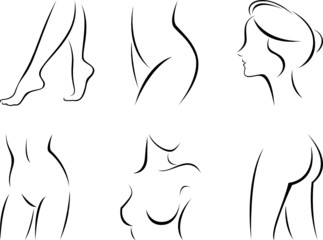 Set of stylized body parts