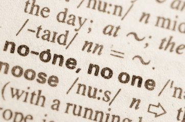 Dictionary definition of word no one