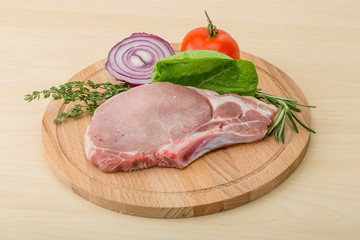 Raw pork steak