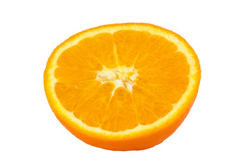 sliced half orange isolated on white background
