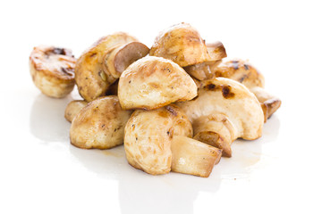 Fried mashrooms isolated on white background
