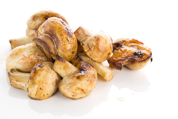 Fried mashrooms isolated on white background
