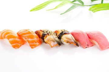 Sushi nigiri set isolated on white background