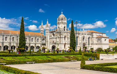 Fototapeta na wymiar View of the Jeronimos Church in Lisbon - Portugal
