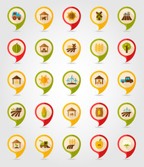 Farm Field flat mapping pin icon with long shadow