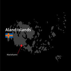 Detailed map of Aland Islands and capital city Mariehamn with