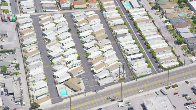 Aerial view of Californian trailer park