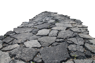 asphalt road with cracks, isolated on white background. - Powered by Adobe