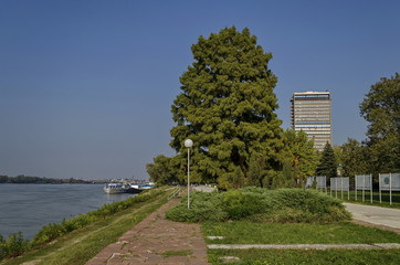 Riverside park in Ruse town along river Danube