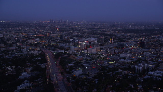 Aerial view of Los Angeles at night