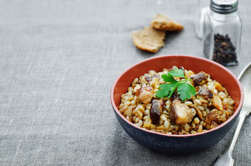 barley porridge with mushrooms