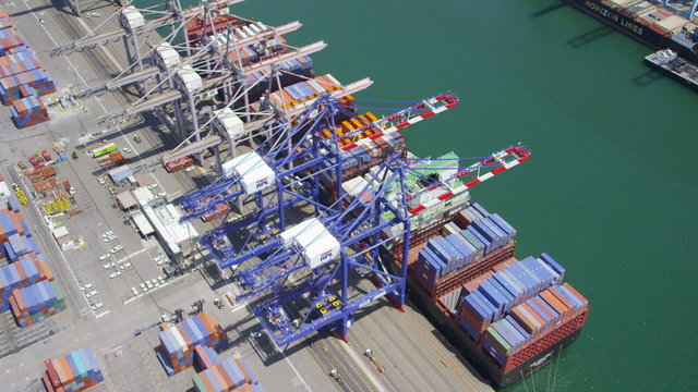 Aerial view of Los Angeles shipping port